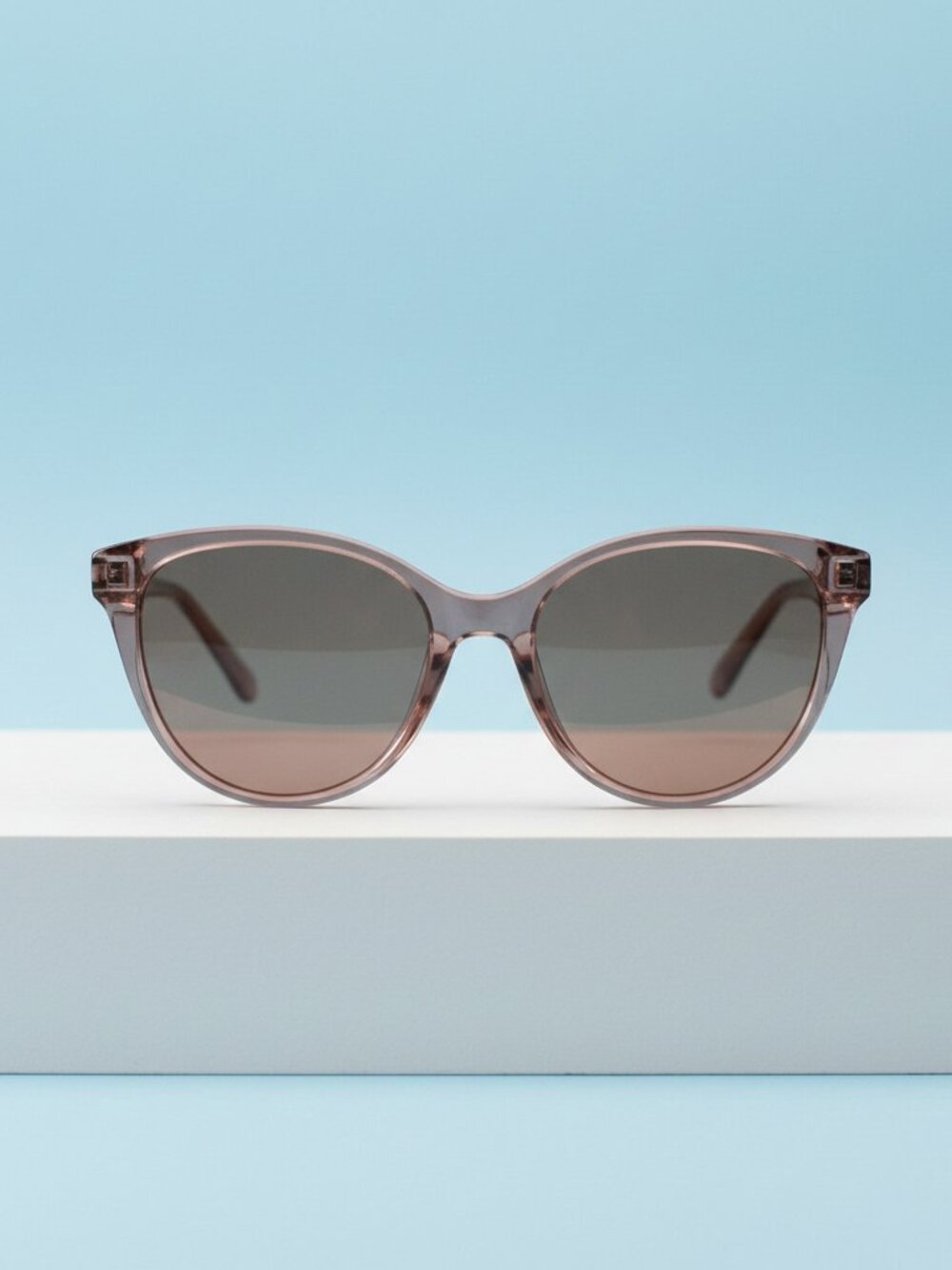 Salvatore Ferragamo Round Cat Eye Sunglasses-Transparent Sand/Sand Gradient-NWT - Picture 11 of 11